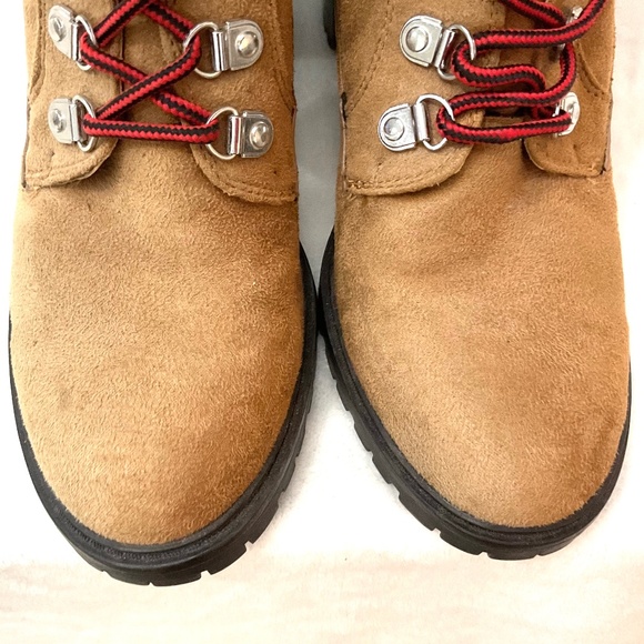 Nine West Lace Up Chunky Combat Boots Chestnut Brown Grunge Biker Booties Sz 9 - Picture 6 of 16